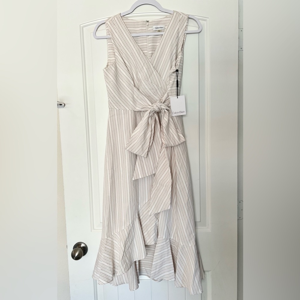 NWT Calvin Klein Tan/Beige Cream Wrap Sundress